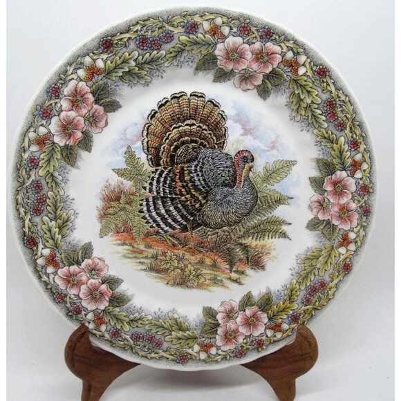 Queens Myott Factory Thanksgiving  Dinner Plate Turkey 10" Churchill - Picture 1 of 9